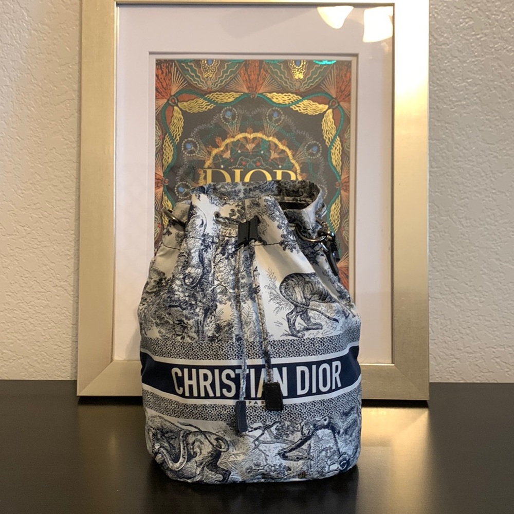 Dior Travel Pouch in Blue Toile de Jouey with Sooni organizer/straps